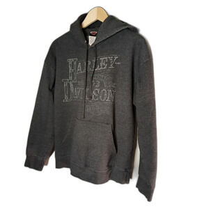 Harley-Davidson Reiman's Kewanee IL Bulldog Truck Hoodie Gray Medium